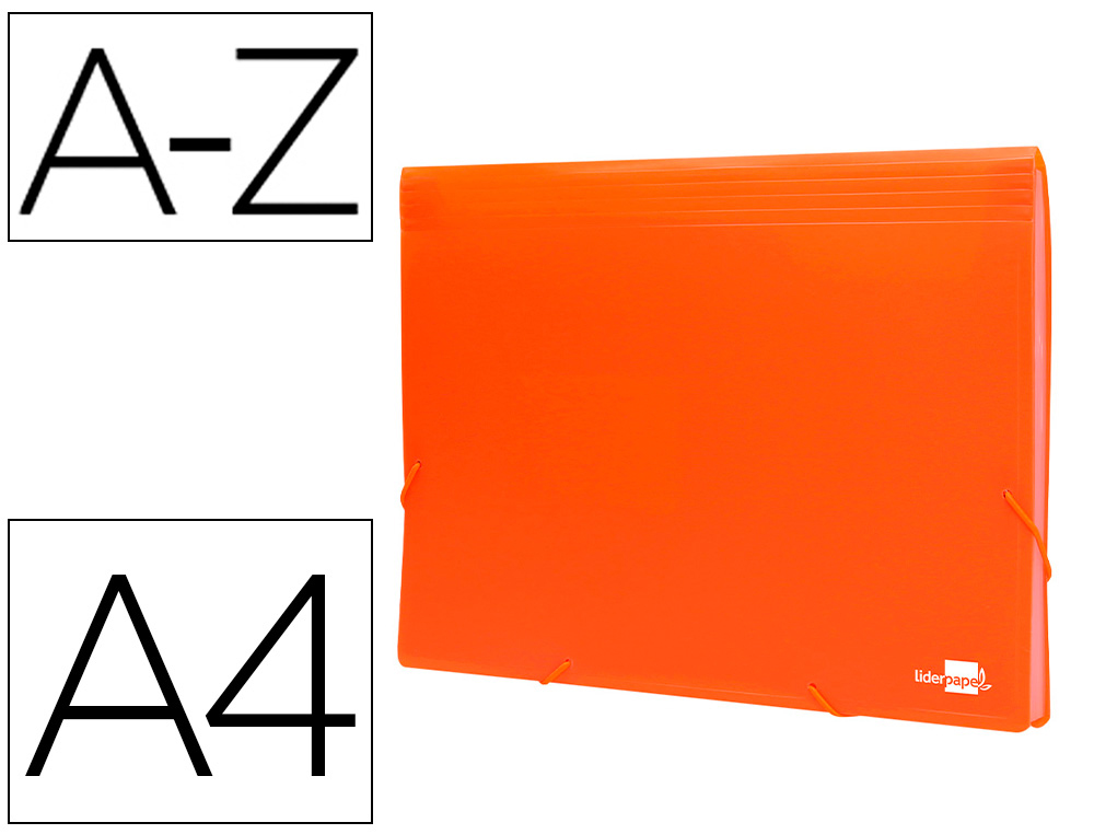 PASTA CLASSIFICADORA COM FOLE LIDERPAPEL POLIPROPILENO DIN A4 LARANJA FLUOR OPACO 13 DEPARTAMENTOS