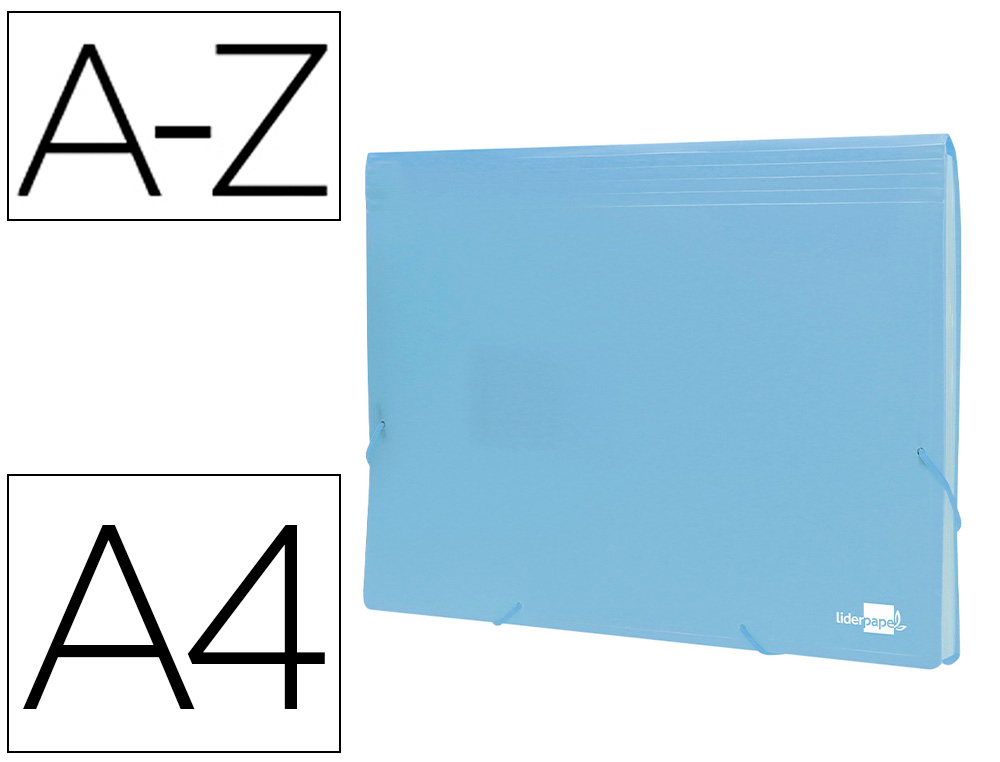 PASTA CLASSIFICADORA COM FOLE LIDERPAPEL POLIPROPILENO DIN A4 CELESTE OPACO 13 DEPARTAMENTOS