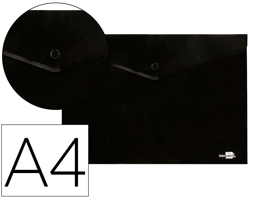 BOLSA PORTA DOCUMENTOS LIDERPAPEL COM MOLA DIN A4 PRETO OPACO 50 FOLHAS