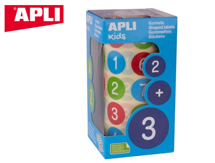 ETIQUETAS APLI AUTOADESIVAS REDONDAS NUMEROS 20 MM DIAMETRO MULTICOLOR