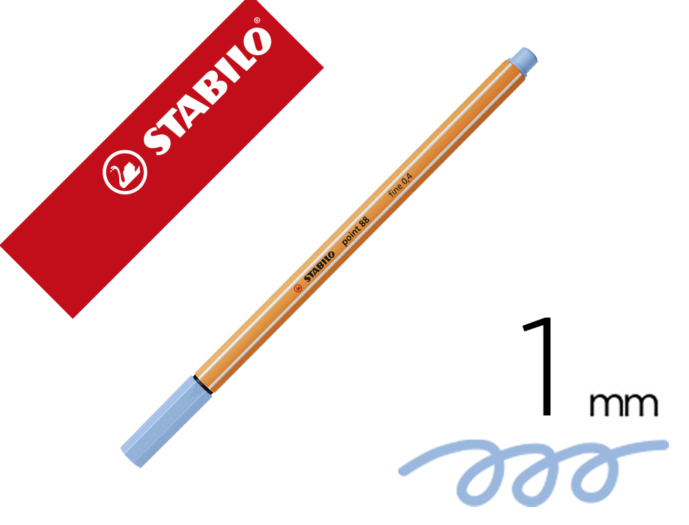 MARCADOR STABILO PONTA DE FIBRA POINT 88 AZUL CLARO 0,4 MM