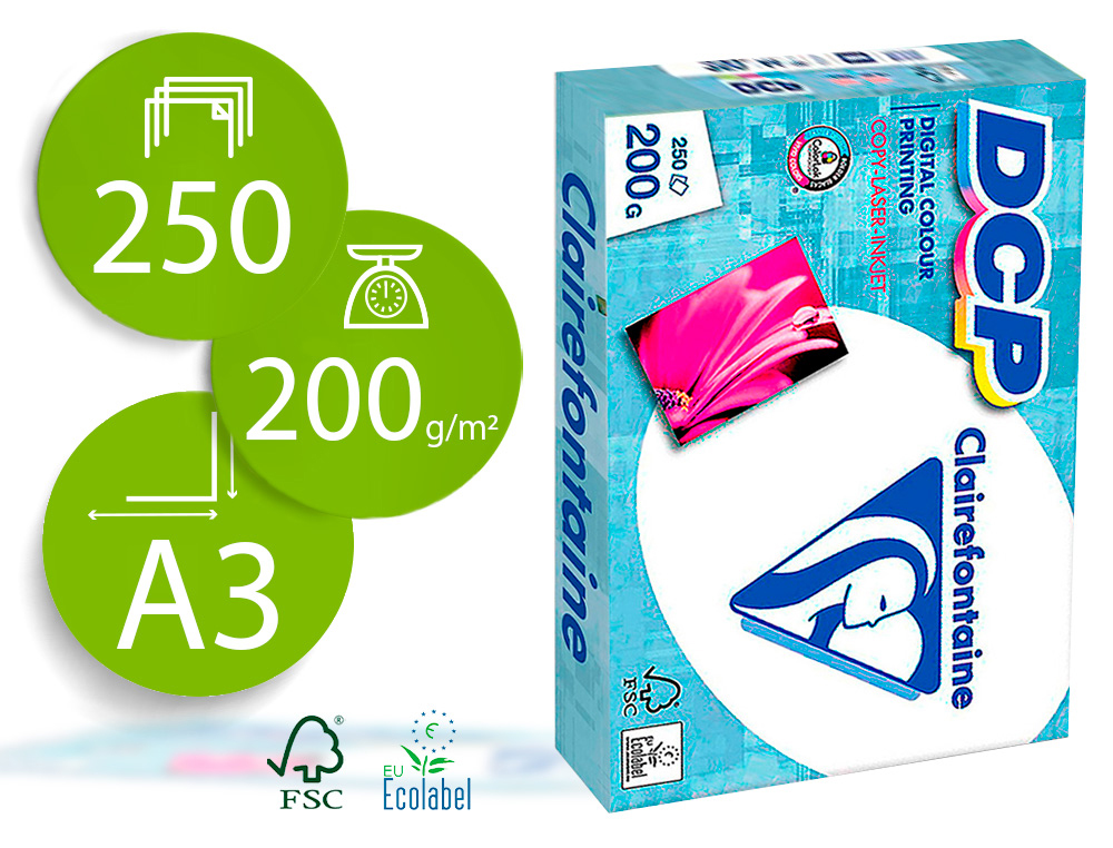 PAPEL FOTOCOPIA CLAIREFONTAINE DIN A3 200 GR EMBALAGEM DE 250 FOLHAS