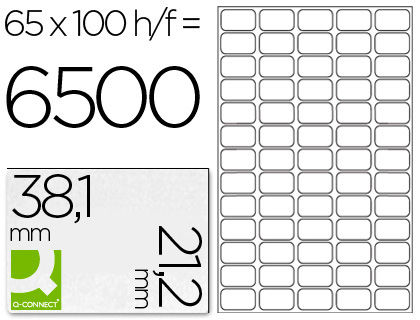 ETIQUETAS ADESIVAS Q-CONNECT DIN A4 38,1X21,2 MM