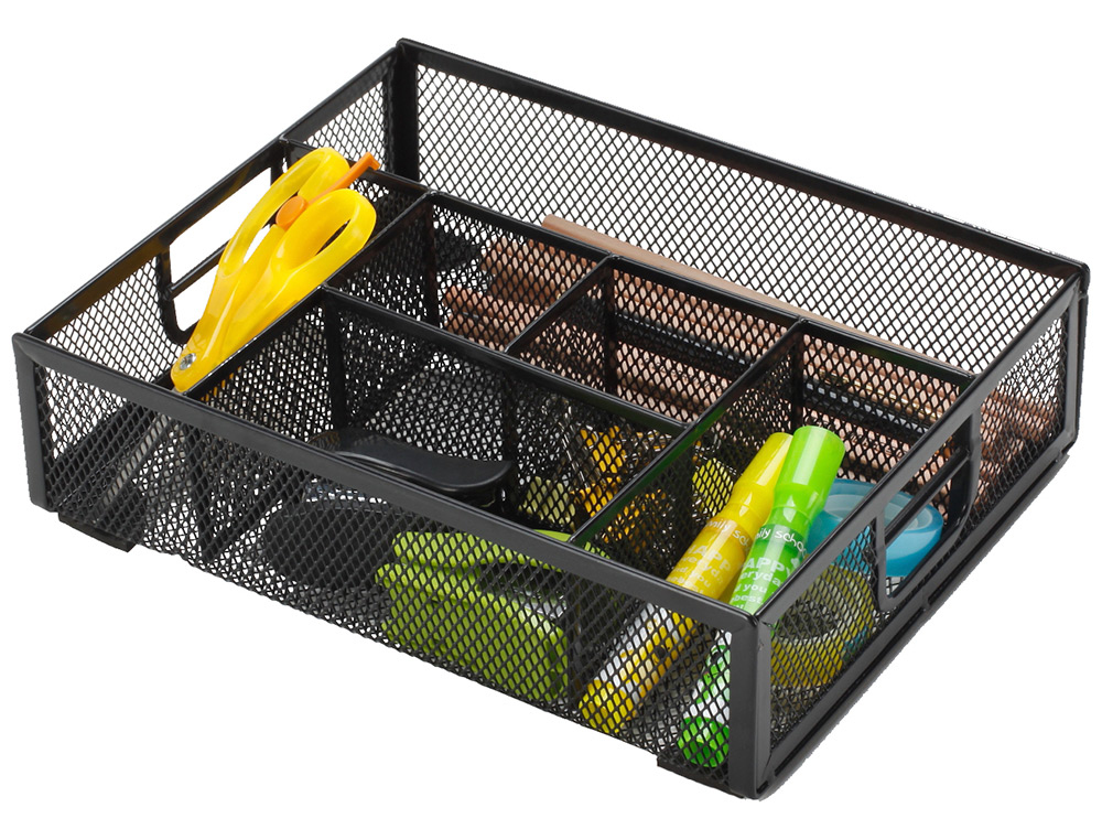 ORGANIZADOR DE SECRETARIA Q-CONNECT BANDEJA METALICA TURQUESA COM 6 DEPARTAMENTOS 235X183X65 MM