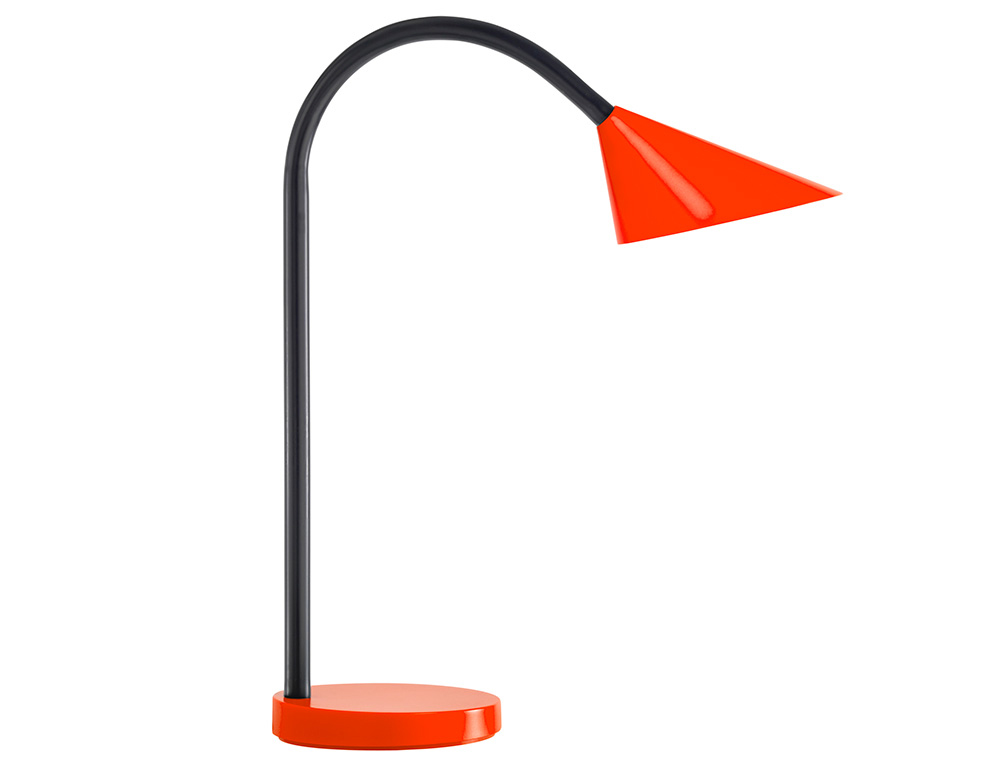 CANDEEIRO DE ESCRITORIO UNILUXSOL LED4W BRACO FLEXIVEL ABS E METAL VERMELHO BASE 14 CM DIAMETRO