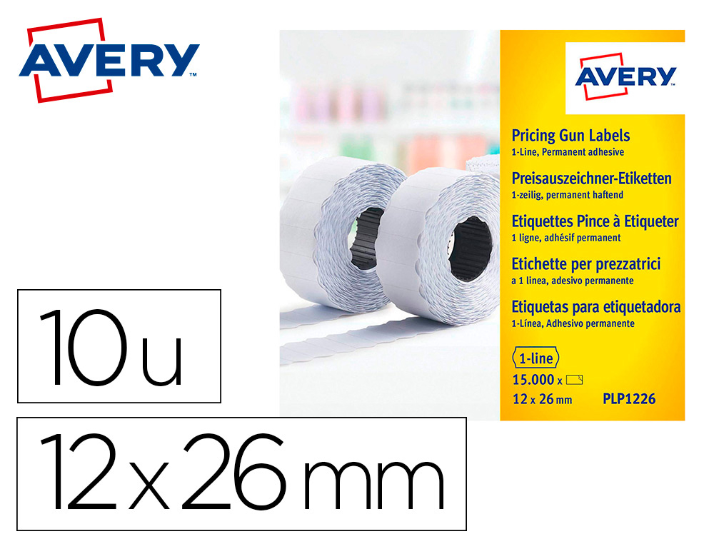 ETIQUETA AVERY 1 LINHA ADESIVO PERMANENTE 26X12 MM BRANCA ROLO DE 1500 UNIDADES CAIXA DE 10 UNIDADES