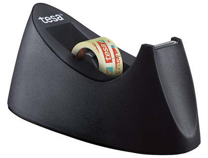 DESENROLADOR DE SECRETARIA TESA EM PLASTICO EASY CUT CURVE PRETO PARA FITA DE 33 MT X19 MM + 1 FITA TESAFILM TRANSPAREN