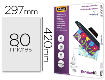 BOLSA DE PLASTIFICAR FELLOWES BRILHO DIN A3 80 MICRONS PACK 100 UNIDADES