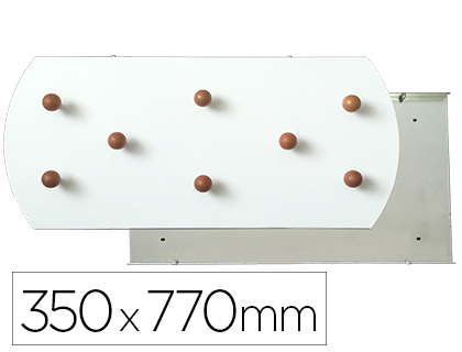 CABIDE SIE DE PAREDE BRANCO 8 SUPORTES DE MADEIRA FAIA 350X770 MM