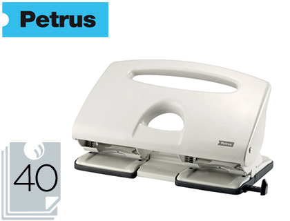 FURADOR PETRUS 505 METALICO COR CINZA 4 PUNCOES CAPACIDADE 40 FOLHAS
