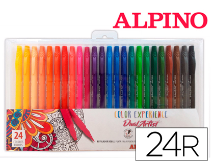 MARCADOR ALPINO DUAL ARTIST COLOR EXPERIENCE CAIXA DE 24 UNIDADES CORES SORTIDAS