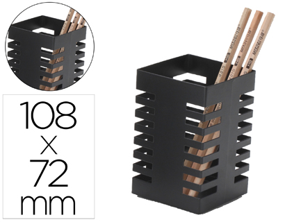 PORTA LAPIS Q-CONNECT METAL QUADRADO PRETA DIAMETRO 72 MM ALTURA 108 MM