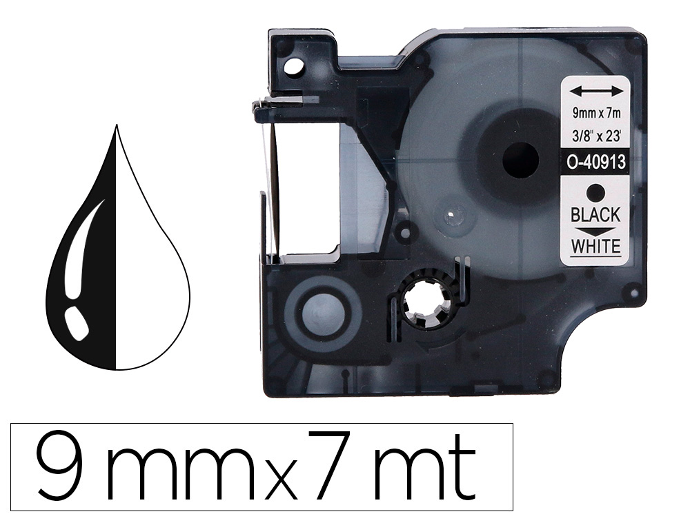 FITA Q-CONNECT 1000 PRETA-BRANCA 9 MM X 7MT D1