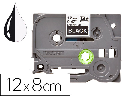 FITA Q-CONNECT TZE-335 PRETA-BRANCA 12MM COMPRIMENTO 8MT