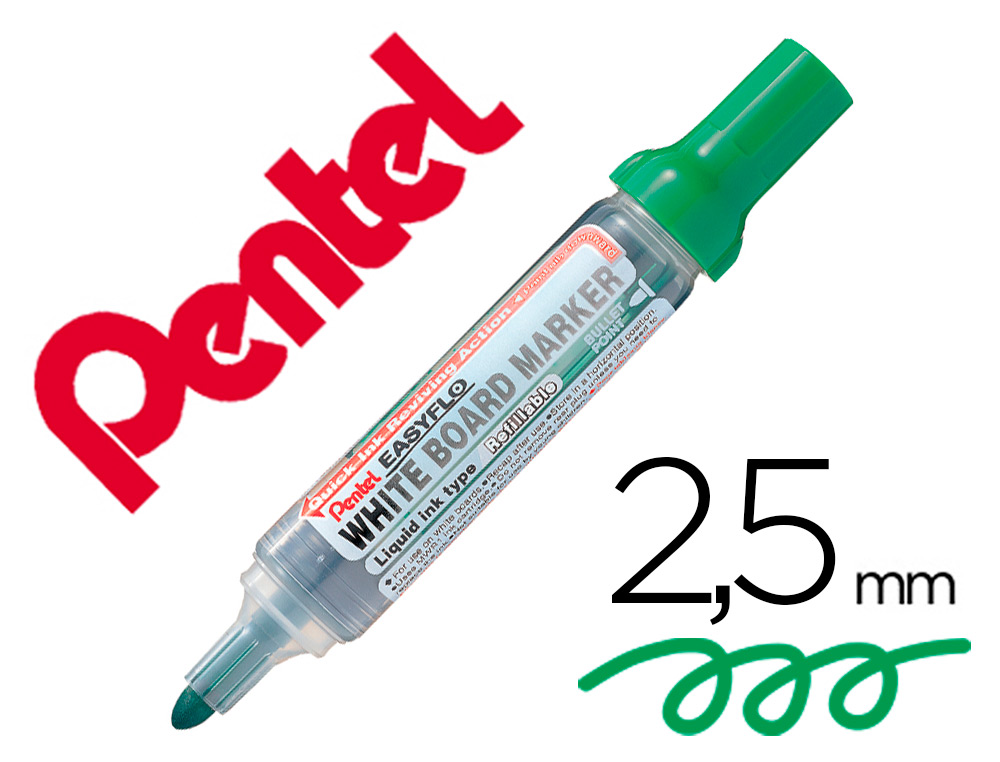 MARCADOR PENTEL PARA QUADRO BRANCO EASYFLO RECARREGAVEL COR VERDE