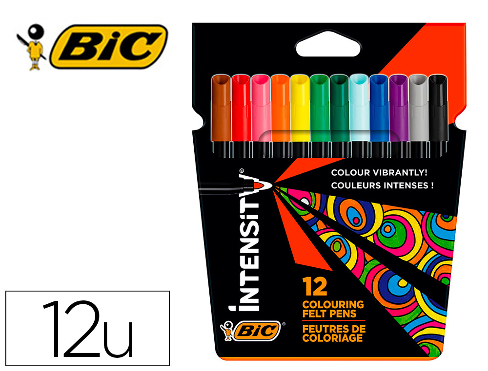 MARCADOR BIC INTENSITY ESTOJO DE 12 CORES SORTIDAS
