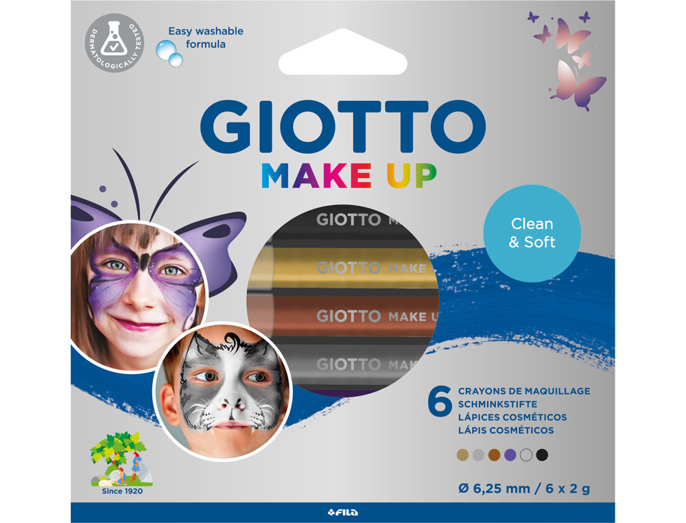 CONJUNTO GIOTTO MAKE UP 6 LAPIS COSMETICOS CORES METALICAS
