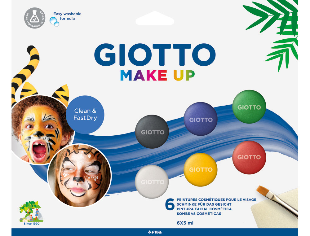 CONJUNTO GIOTTO MAKE UP PINTURA FACIAL 6 FRASCOS 5 ML CORES CLASSICAS