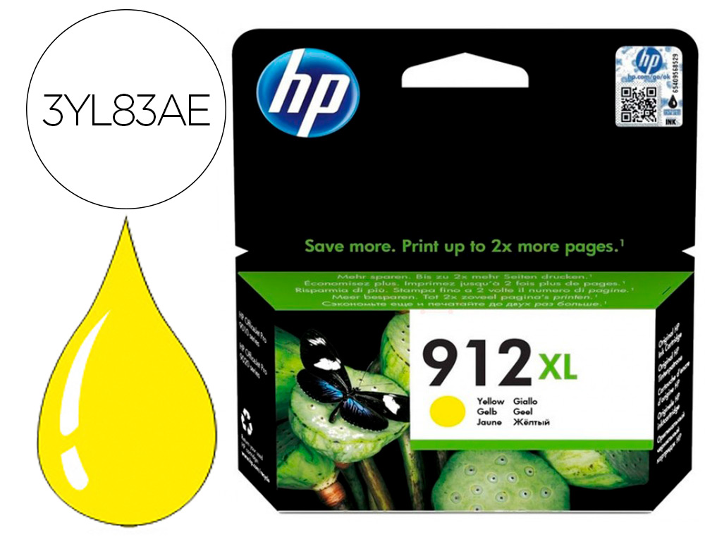 TINTEIRO HP 912 XL OFFICEJET 8010 / 8020 / 8035 AMARELO 825 PAG