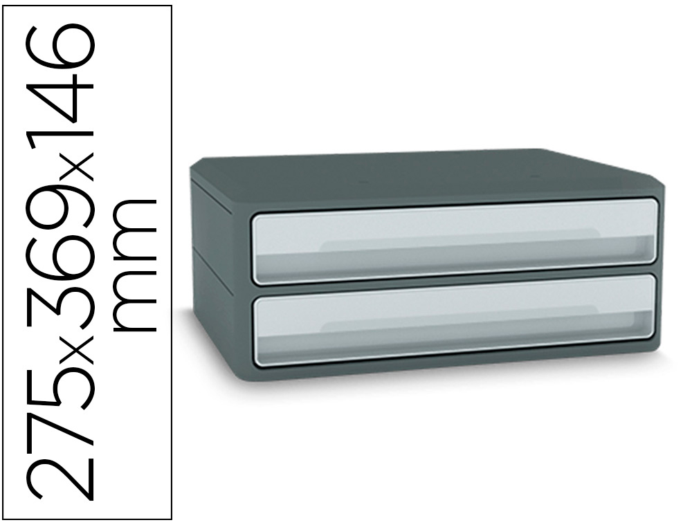 BLOCO CLASSIFICADOR DE GAVETAS CEP MOOV UP RECICLADO 80% 2 GAVETAS COR CINZA 275X369X146 MM