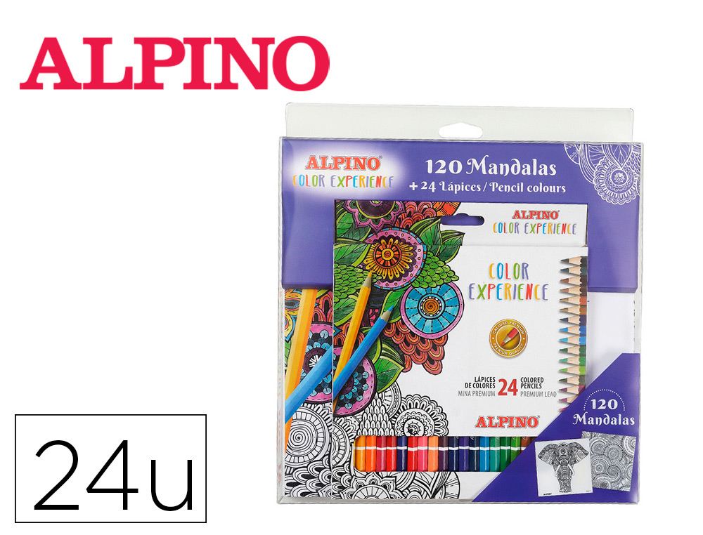 SET DE DESENHO ALPINO COLOR EXPERIENCE 24 LPIS DE COR E LIVRO DE 120 MANDALAS