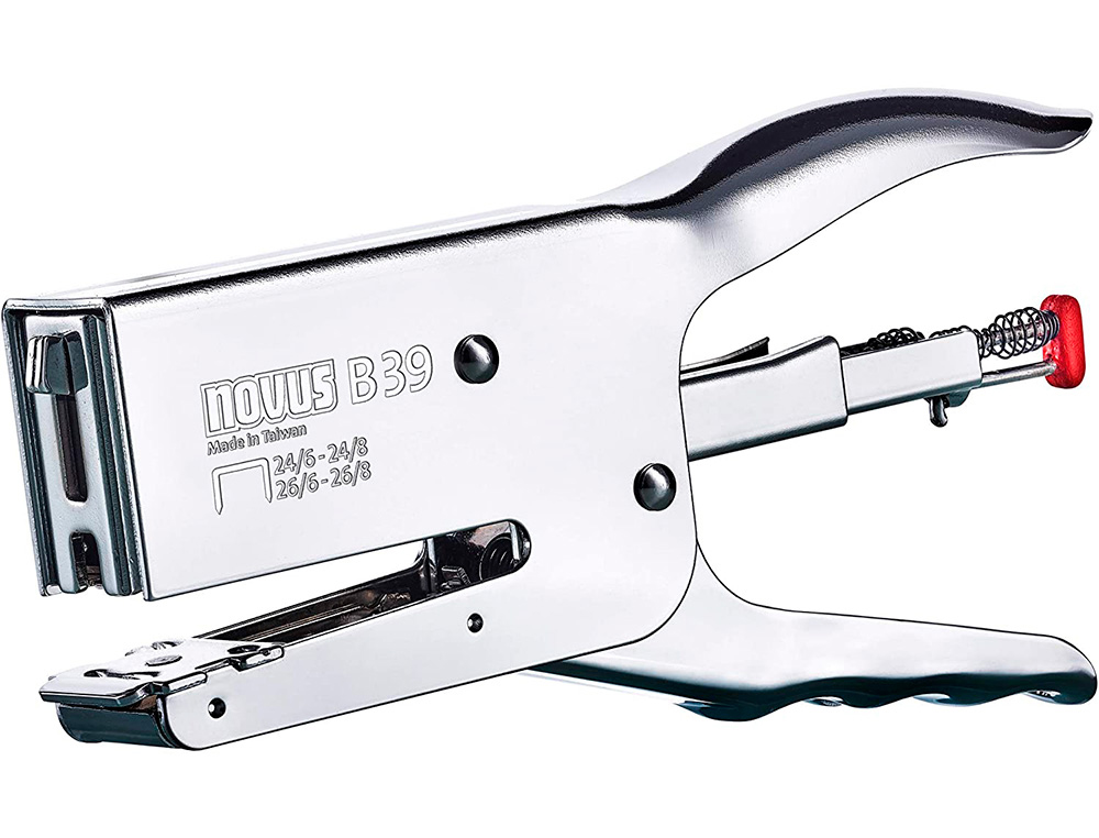 AGRAFADOR DE ALICATE NOVUS B39 CROMADO CAPACIDADE 50 FOLHAS USA AGRAFES 24/6-8 E 26/6-8