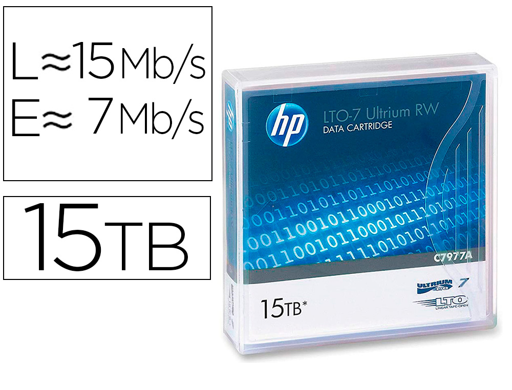 FITA DE DADOS HP LTO ULTRIUM 7 SUPL 15 TB RW/1000 PAGINAS