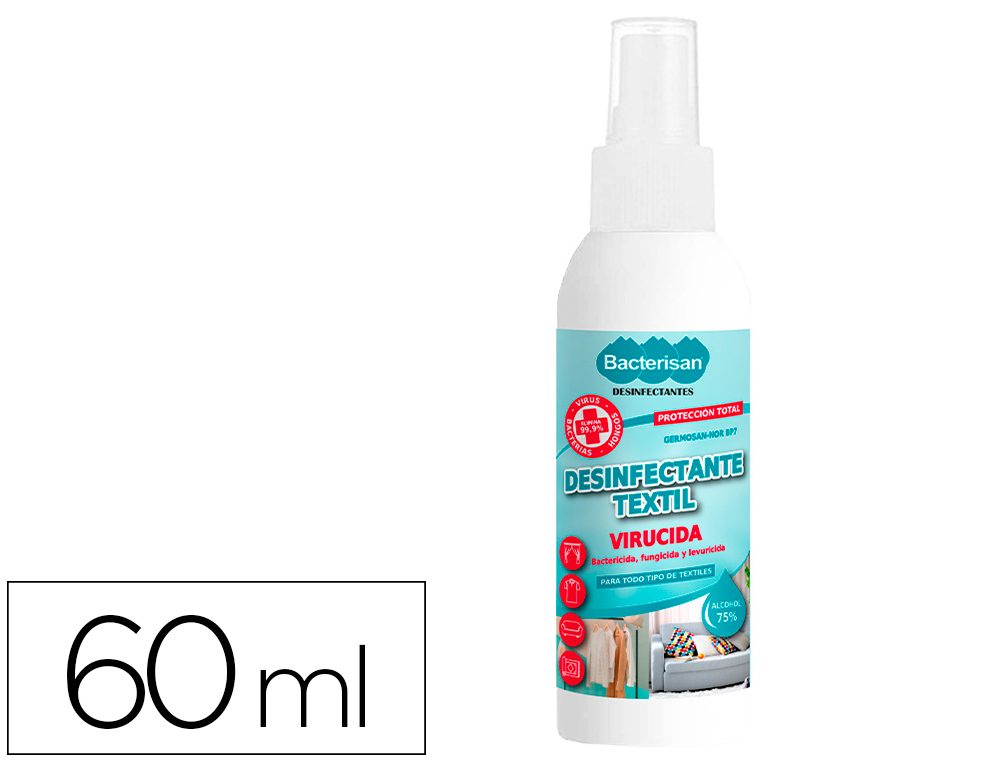 DESINFETANTE BACTERISAN GERMOSAN-NOR BP7 VIRUCIDA PARA TEXTIL EXPOSITOR DE 24 FRASCOS PULVERIZADOR DE 60 ML
