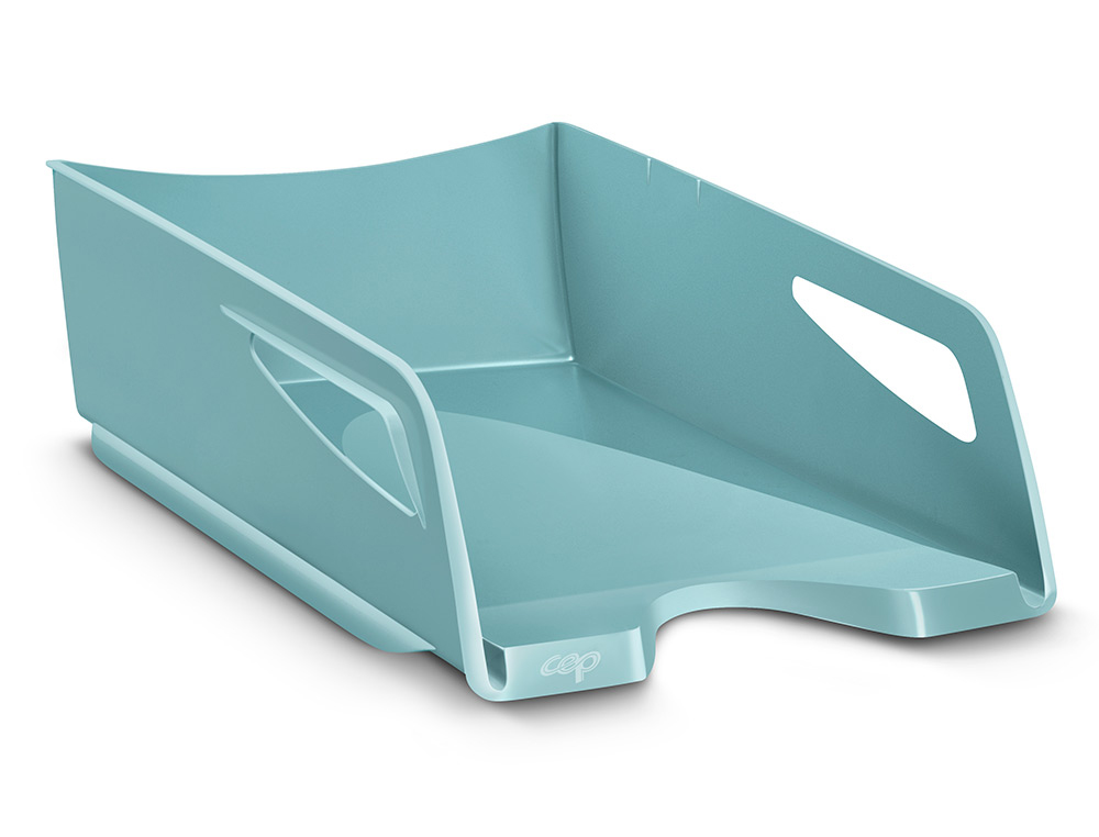 BANDEJA DE SECRETARIA CEP RIVIERA PLASTICO MAXI COR VERDE AGUA 387X265X115