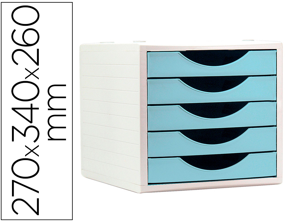 BLOCO CLASSIFICADOR DE GAVETAS ARCHIVO 2000 5 GAVETAS COR AZUL PASTEL 270X340X260 MM