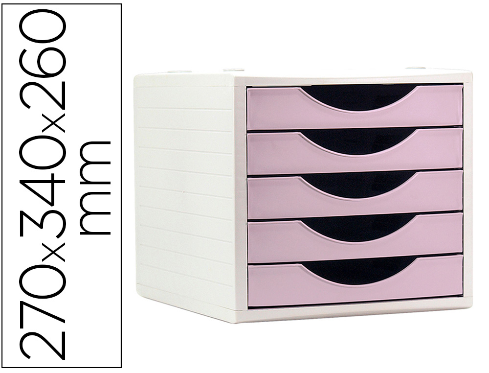 BLOCO CLASSIFICADOR DE GAVETAS ARCHIVO 2000 5 GAVETAS COR ROSA PASTEL 270X340X260 MM