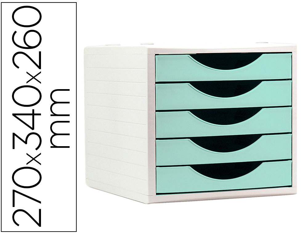 BLOCO CLASSIFICADOR DE GAVETAS ARCHIVO 2000 5 GAVETAS COR VERDE PASTEL 270X340X260 MM