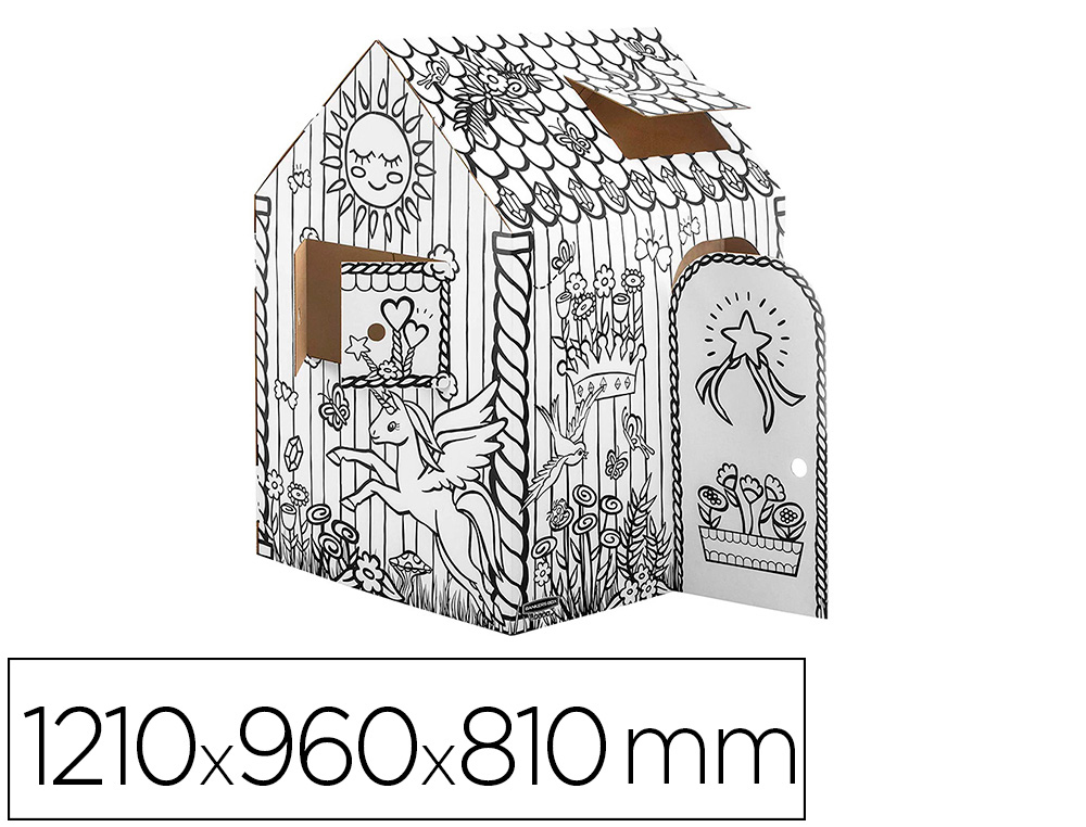 CASA DE BRINCAR BANKERS BOX PLAYHOUSE PARA PINTAR UNICORNIO FABRICADA EM CARTAO RECICLADO 1210X960X810 MM