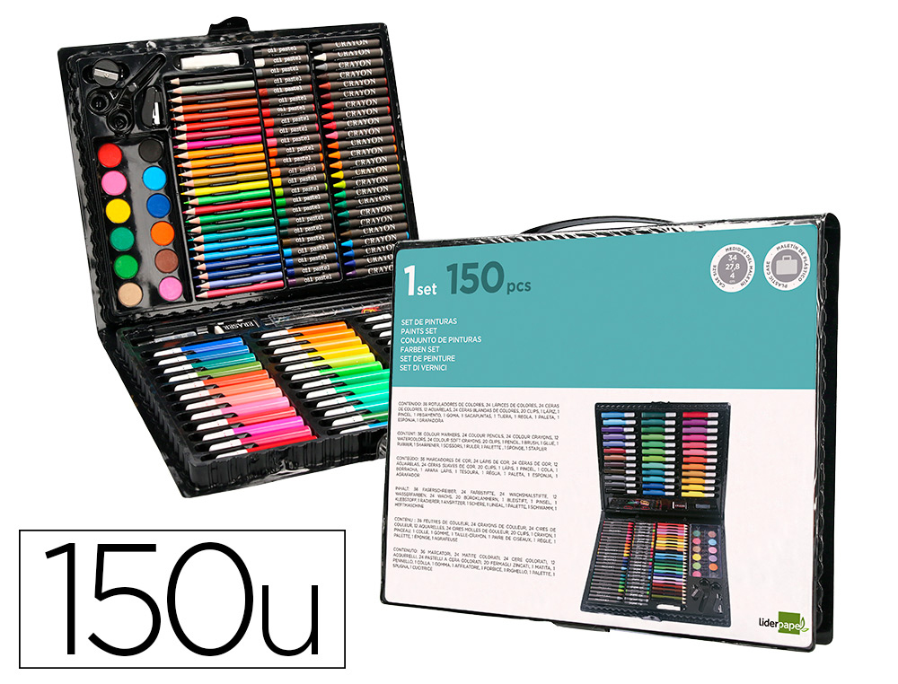 SET DE PINTURA LIDERPAPEL PLASTICO 150 PECAS 36X31X4 CM