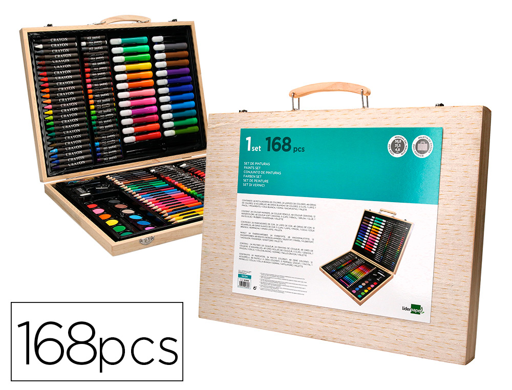 SET DE PINTURA LIDERPAPEL MADEIRA 168 PECAS MALA 39,3X30X4,8 CM
