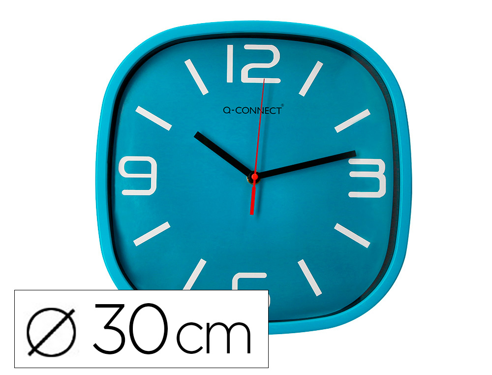 RELOGIO Q-CONNECT DE PAREDE DE PLASTICO REDONDO 30 CM MOVIMENTO SILENCIOSO COR AZUL