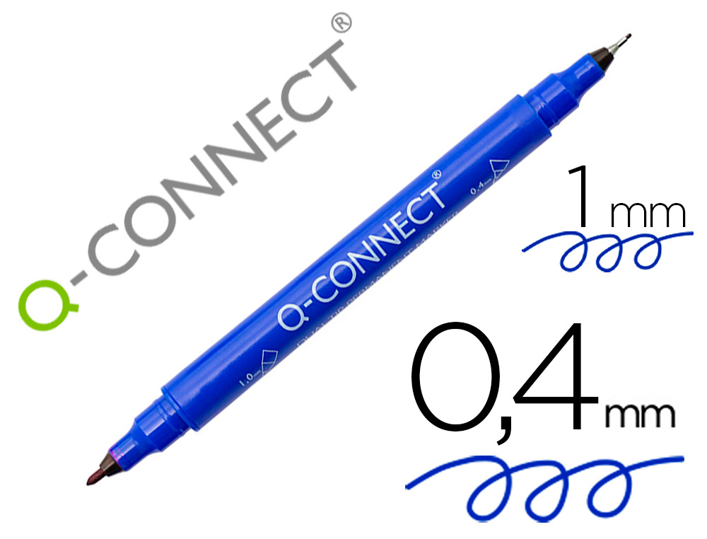 MARCADOR Q-CONNECT MARCADOR PERMANENTE DUPLA PONTA COR AZUL 0,4 MM E 1 MM
