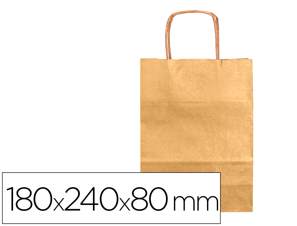 SACO DE PAPEL Q-CONNECT KRAFT OURO XS COM ASA TORCIDA 180X240X80 MM