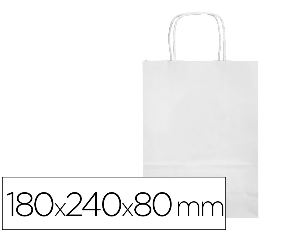 SACO DE PAPEL Q-CONNECT CELULOSE BRANCO XS COM ASA TORCIDA 180X240X80 MM