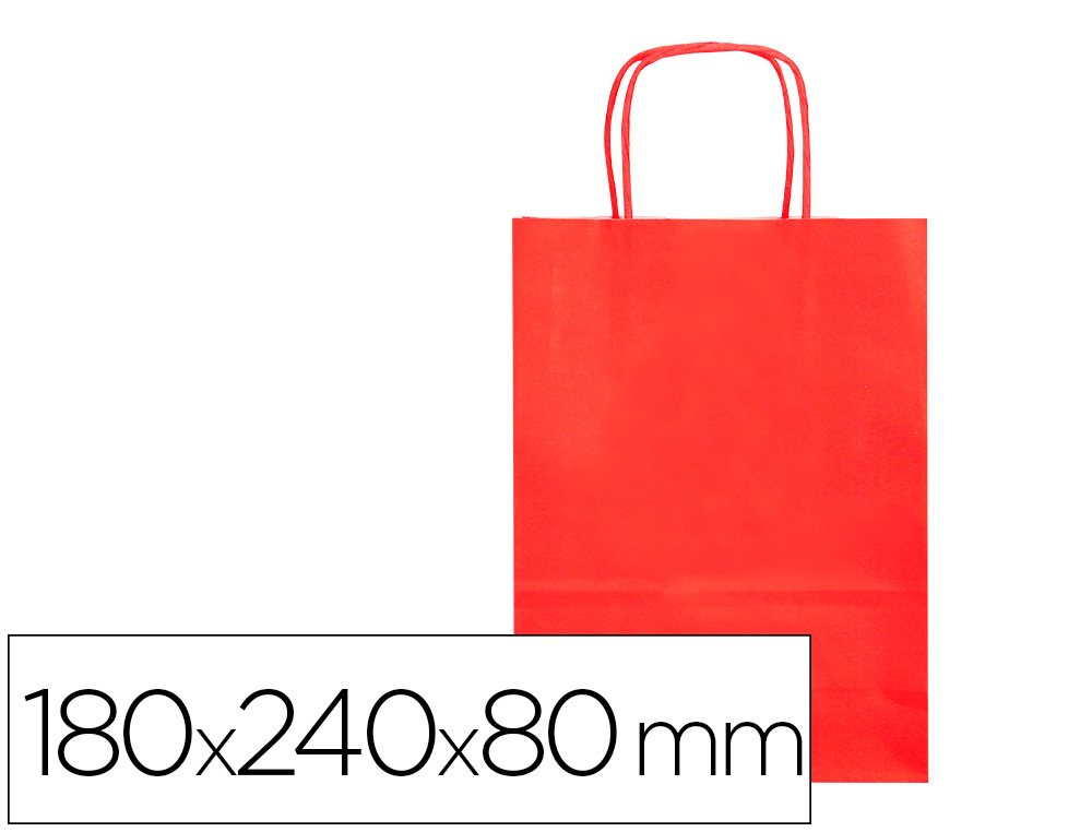SACO DE PAPEL Q-CONNECT CELULOSE VERMELHO XS COM ASA TORCIDA 180X240X80 MM