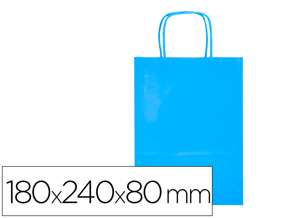 SACO DE PAPEL Q-CONNECT CELULOSE CELESTE XS COM ASA TORCIDA 180X240X80 MM