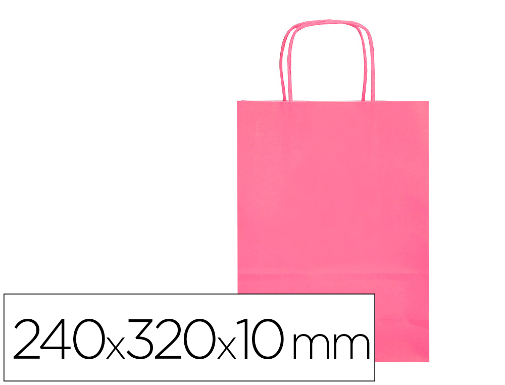 SACO DE PAPEL Q-CONNECT CELULOSE ROSA S COM ASA TORCIDA 240X320X10 MM