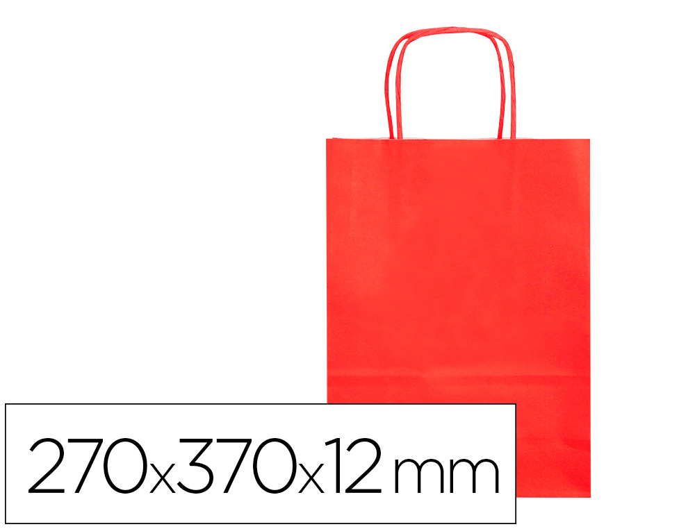 SACO DE PAPEL Q-CONNECT CELULOSE VERMELHO M COM ASA TORCIDA 270X370X12 MM