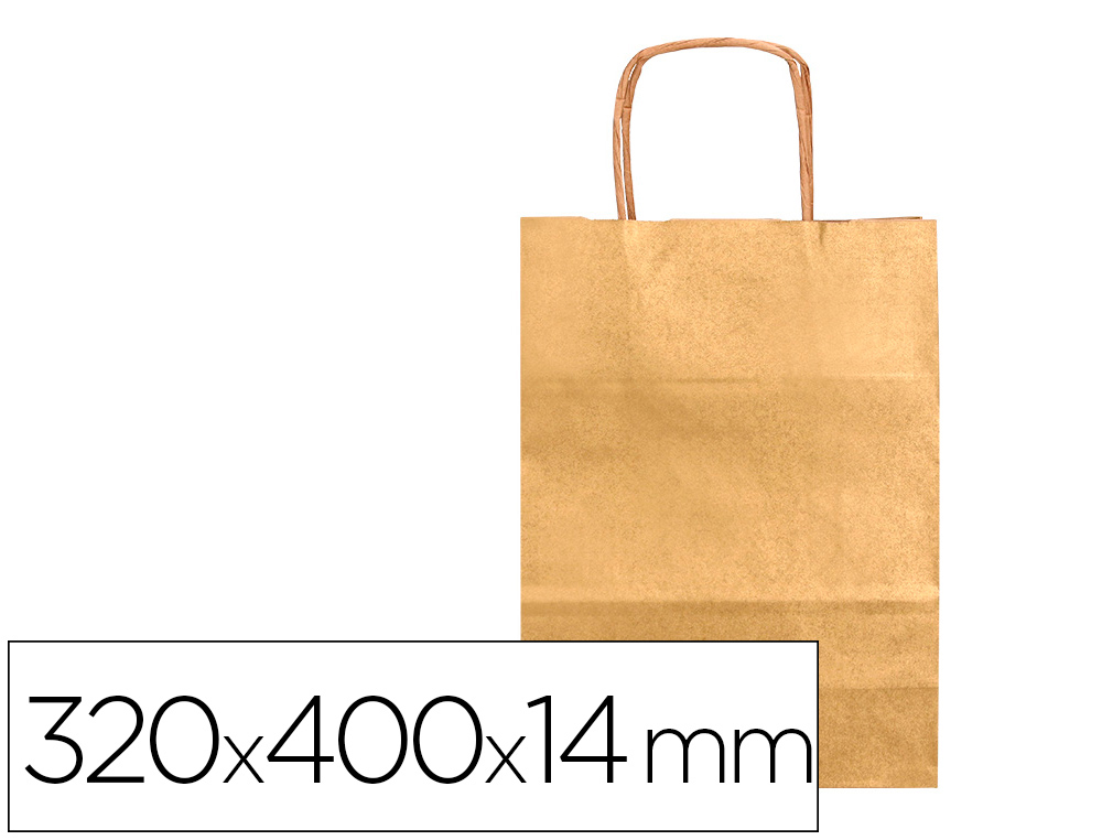 SACO DE PAPEL Q-CONNECT KRAFT OURO L COM ASA TORCIDA 320X400X14 MM