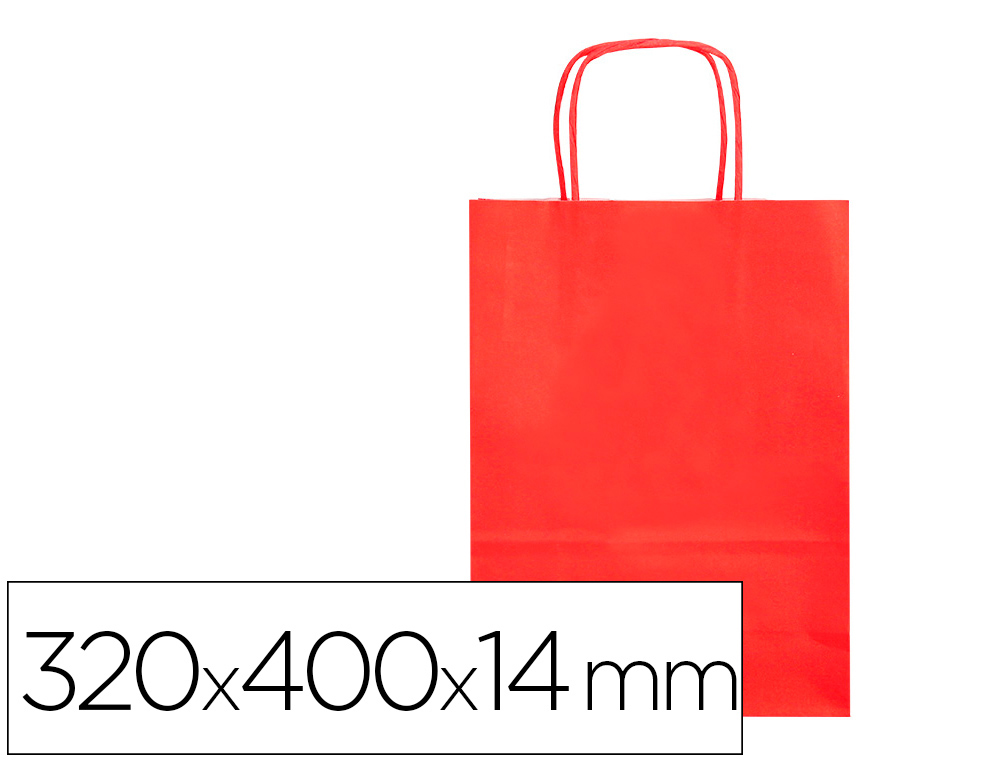 SACO DE PAPEL Q-CONNECT CELULOSE VERMELHO L COM ASA TORCIDA 320X400X14 MM
