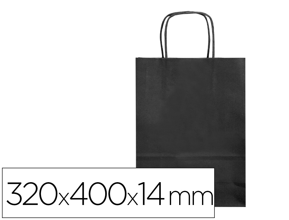 SACO DE PAPEL Q-CONNECT CELULOSE PRETO L COM ASA TORCIDA 320X400X14 MM