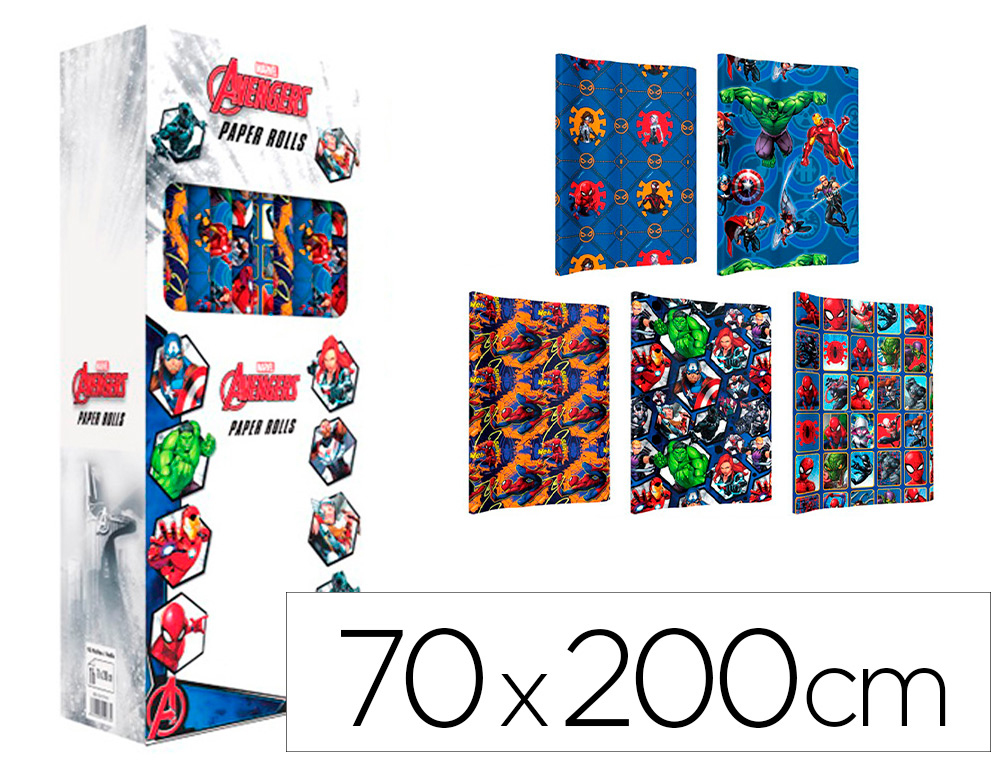 PAPEL FANTASIA BASIKA MARVEL ROLO DE 70 X 200 CM 60 GR MODELOS SORTIDOS