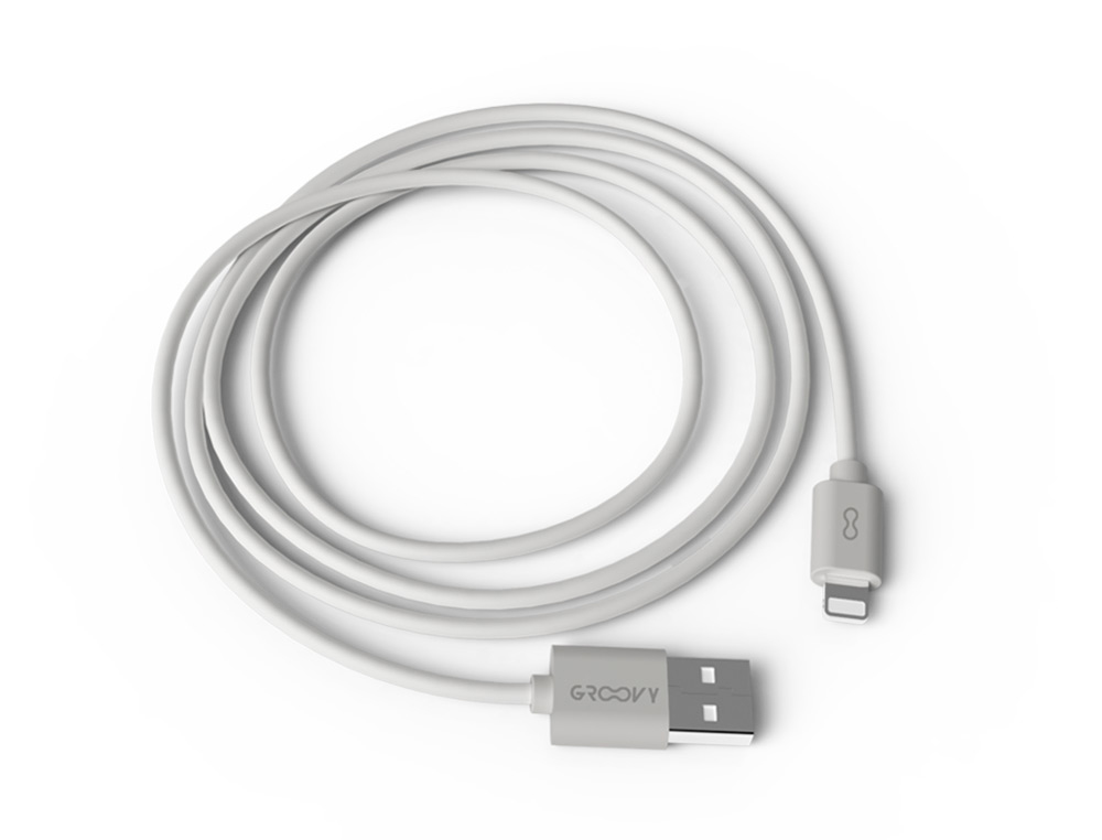 CABO GROOVY USB 2.0 A APPLE LIGHTNING COMPRIMENTO 1 METRO COR BRANCO