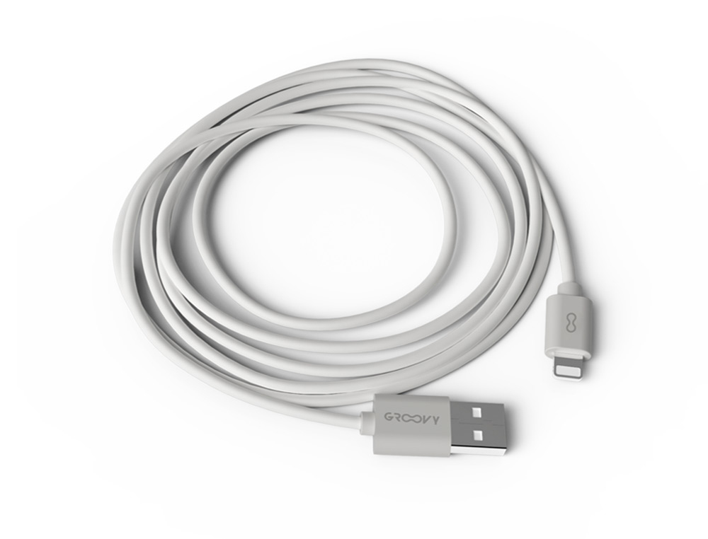 CABO GROOVY USB 2.0 A APPLE LIGHTNING COMPRIMENTO DE CABO 2 METROS COR BRANCO