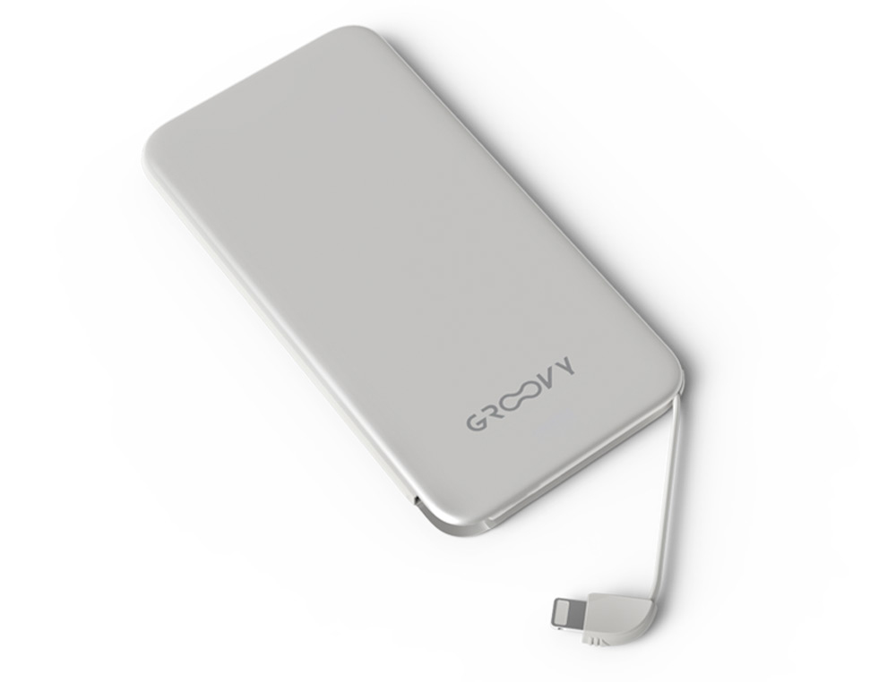 BATERIA EXTERNA GROOVY 4000MAH PARA DISPOSITIVOS APPLE LIGHTNING COR BRANCO